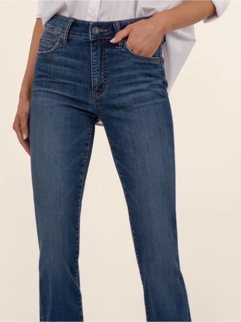 Women's Mid-Rise Dark Blue Stretch Jeans